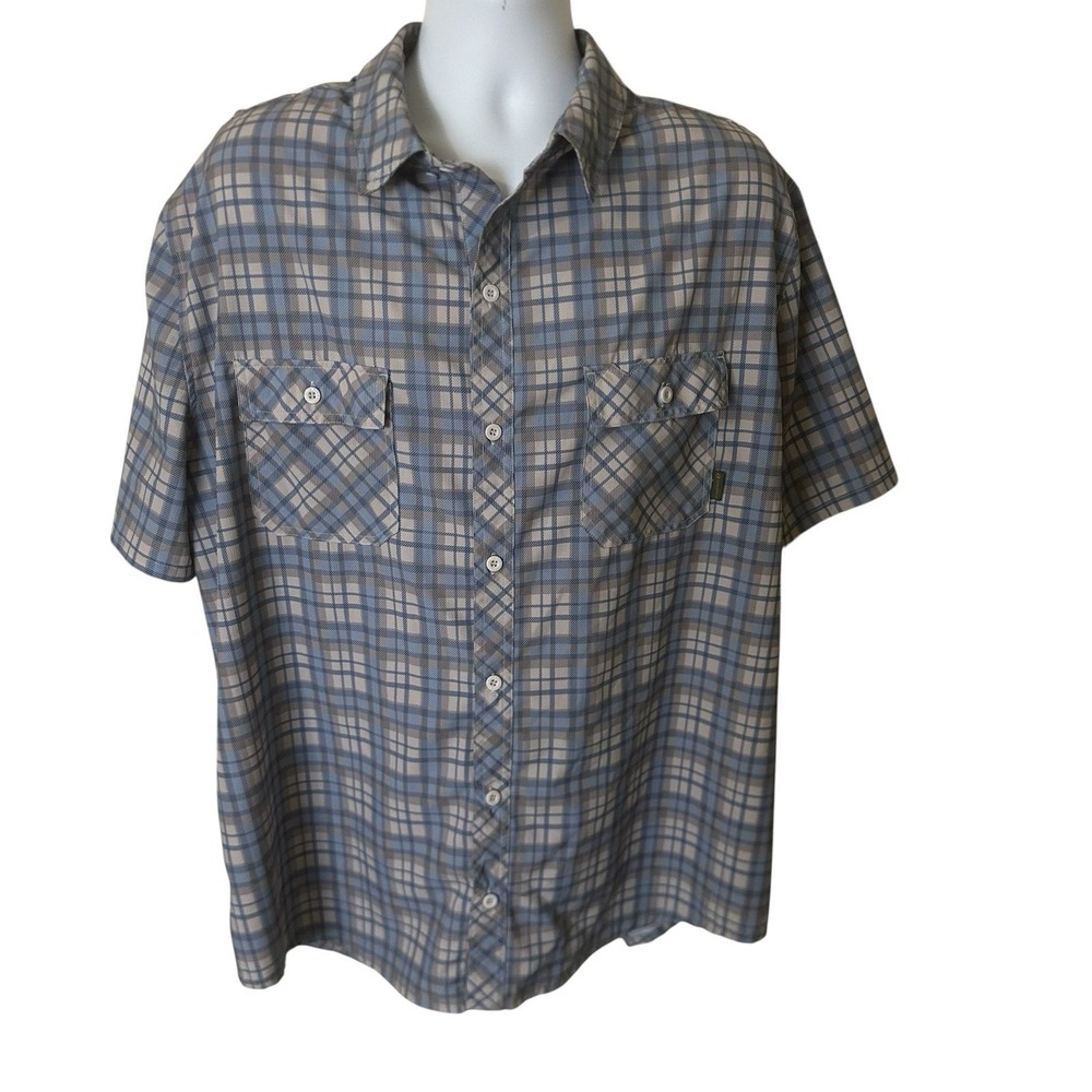 Sun River Clothing Co. Casual Short Sleeve Shirt Men's XXL Blue Cream Vented